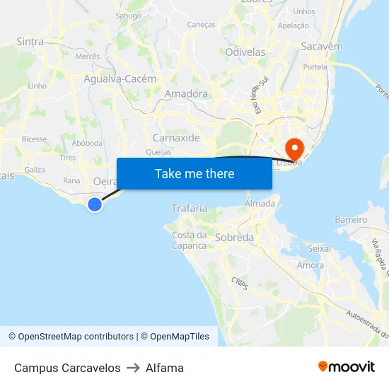 Campus Carcavelos to Alfama map