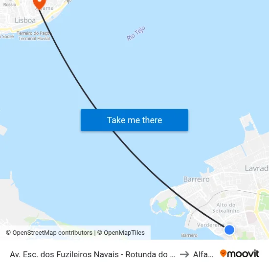 Av. Esc. dos Fuzileiros Navais - Rotunda do Fuzileiro to Alfama map
