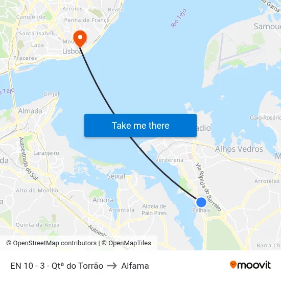 EN 10 - 3 - Qtª do Torrão to Alfama map