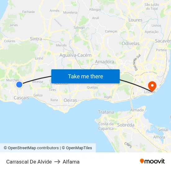 Carrascal De Alvide to Alfama map