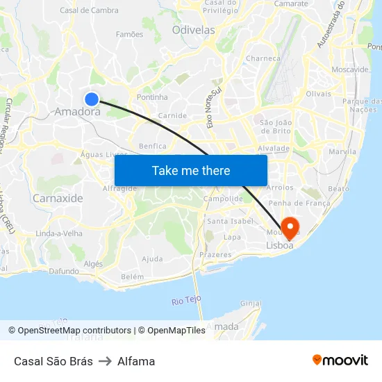 Casal São Brás to Alfama map