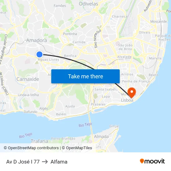 Av D José I 77 to Alfama map