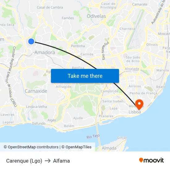 Carenque (Lgo) to Alfama map