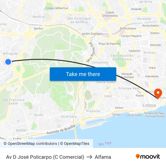 Av D José Policarpo (C Comercial) to Alfama map