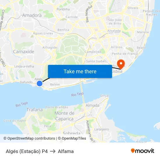 Algés (Estação) P4 to Alfama map