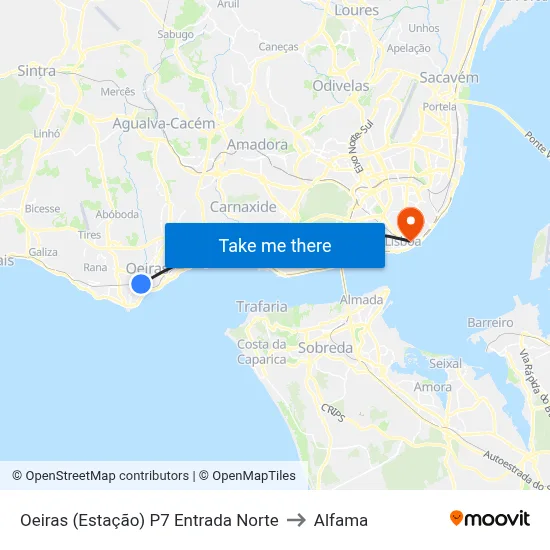 Oeiras (Estação) P7 Entrada Norte to Alfama map