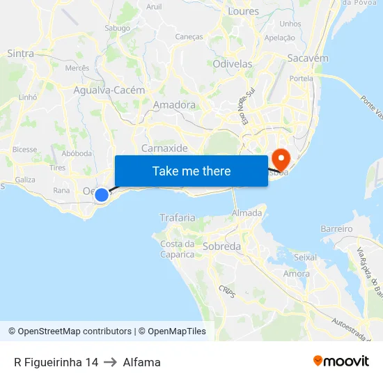 R Figueirinha 14 to Alfama map
