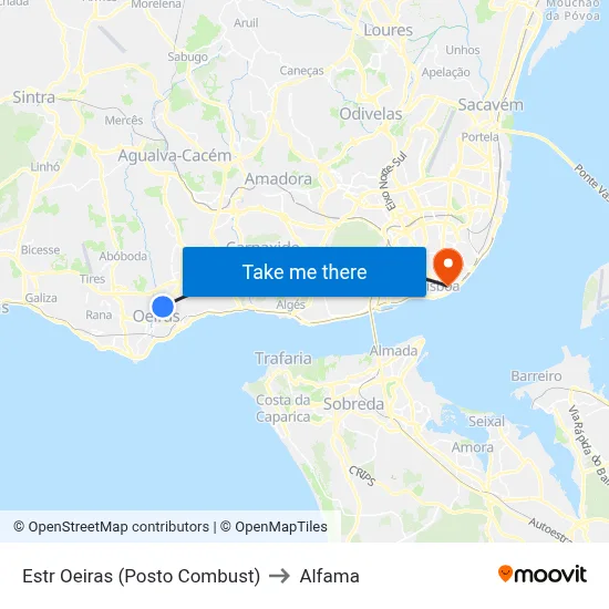 Estr Oeiras (Posto Combust) to Alfama map