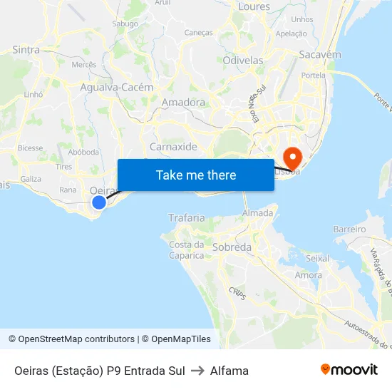 Oeiras (Estação) P9 Entrada Sul to Alfama map