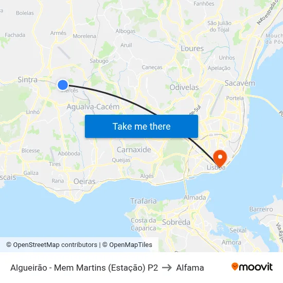 Algueirão - Mem Martins (Estação) P2 to Alfama map