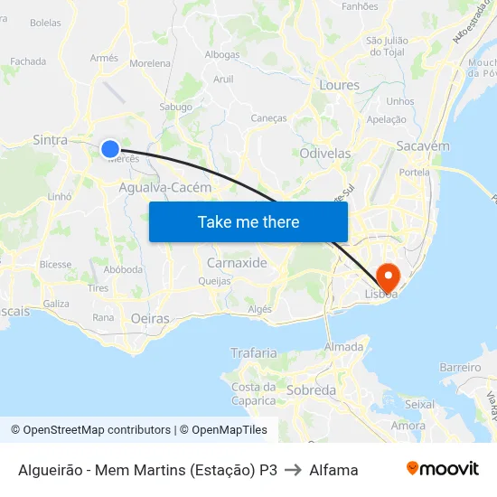 Algueirão - Mem Martins (Estação) P3 to Alfama map