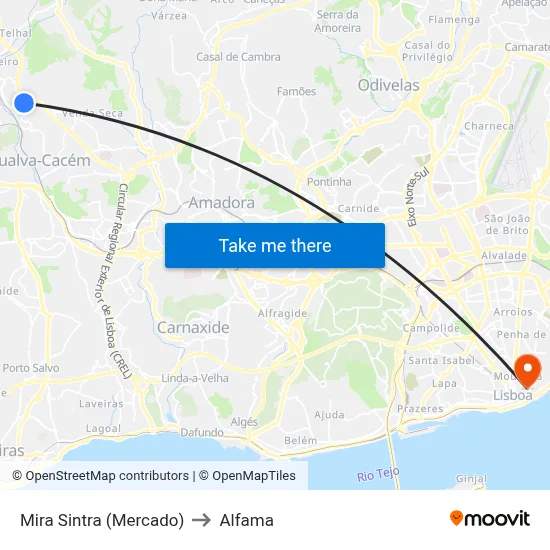 Mira Sintra (Mercado) to Alfama map