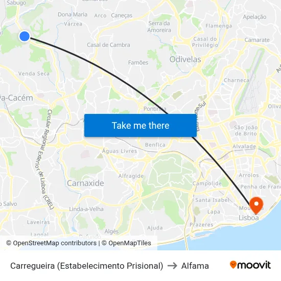Carregueira (Estabelecimento Prisional) to Alfama map