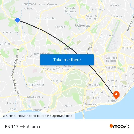 EN 117 to Alfama map