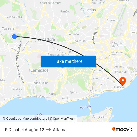 R D Isabel Aragão 12 to Alfama map