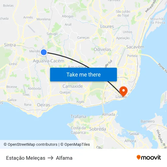 Estação Meleças to Alfama map