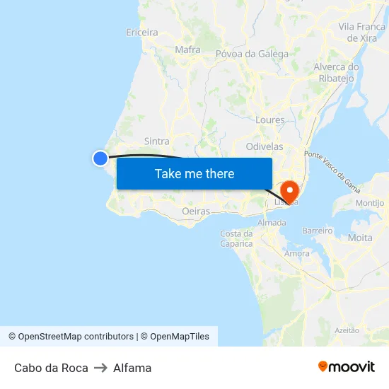Cabo da Roca to Alfama map