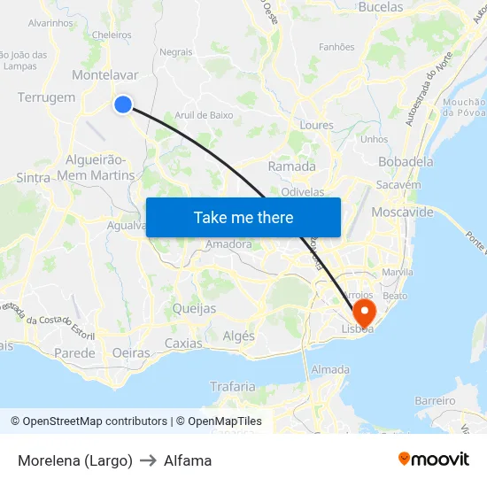 Morelena (Largo) to Alfama map