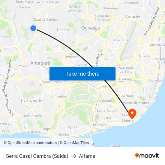 Serra Casal Cambra (Saida) to Alfama map