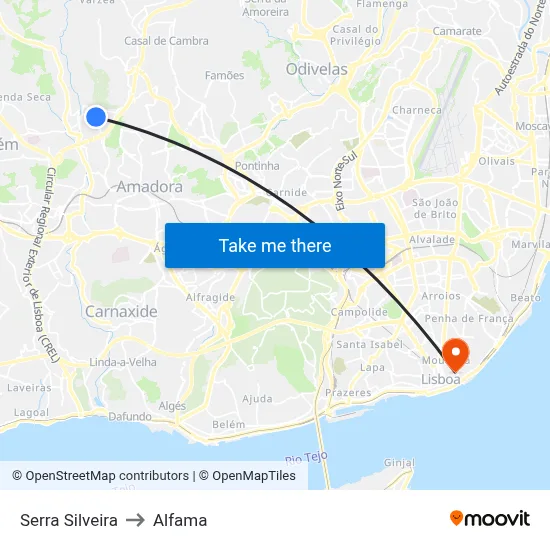Serra Silveira to Alfama map