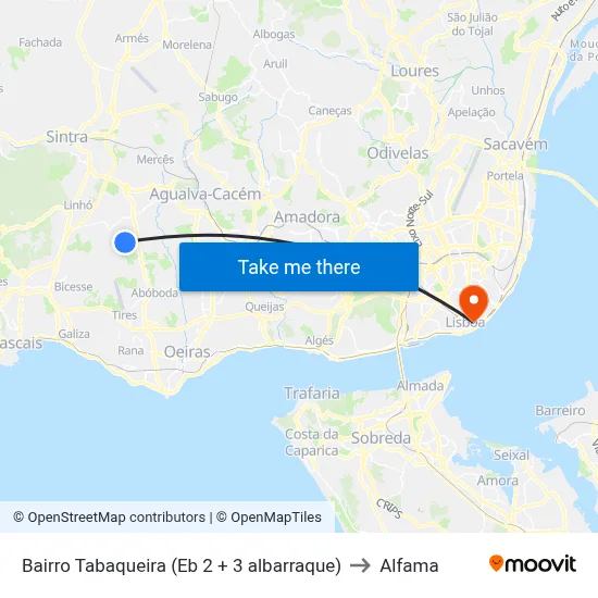 Bairro Tabaqueira (Eb 2 + 3 albarraque) to Alfama map