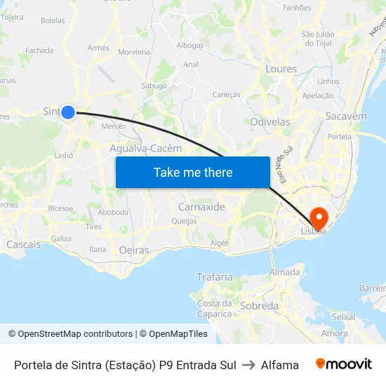 Portela de Sintra (Estação) P9 Entrada Sul to Alfama map