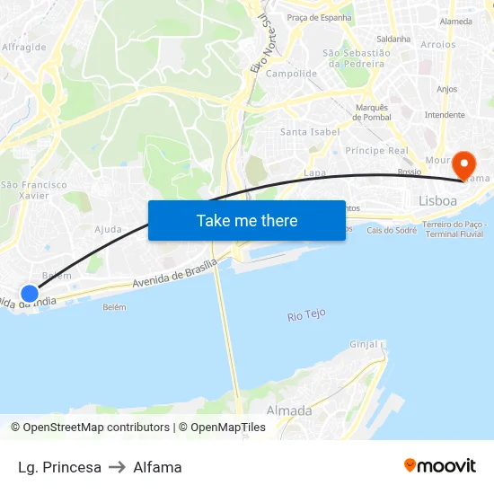 Lg. Princesa to Alfama map