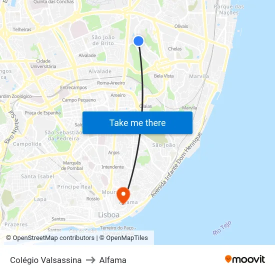 Colégio Valsassina to Alfama map