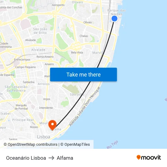 Oceanário Lisboa to Alfama map