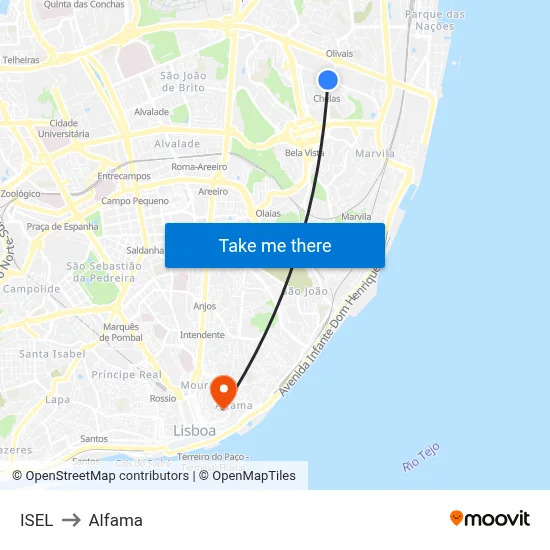 ISEL to Alfama map