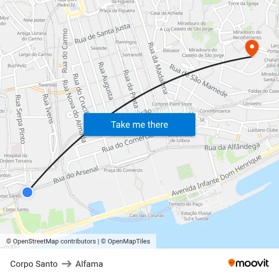 Corpo Santo to Alfama map