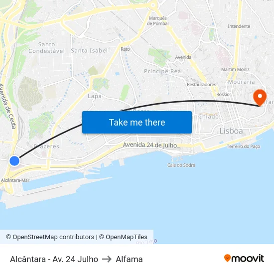 Alcântara - Av. 24 Julho to Alfama map