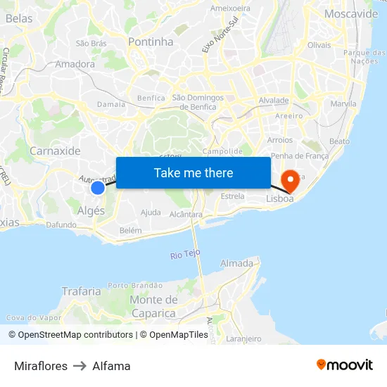 Miraflores to Alfama map