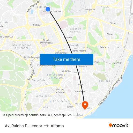 Av. Rainha D. Leonor to Alfama map