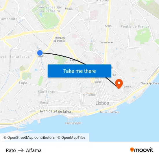 Rato to Alfama map