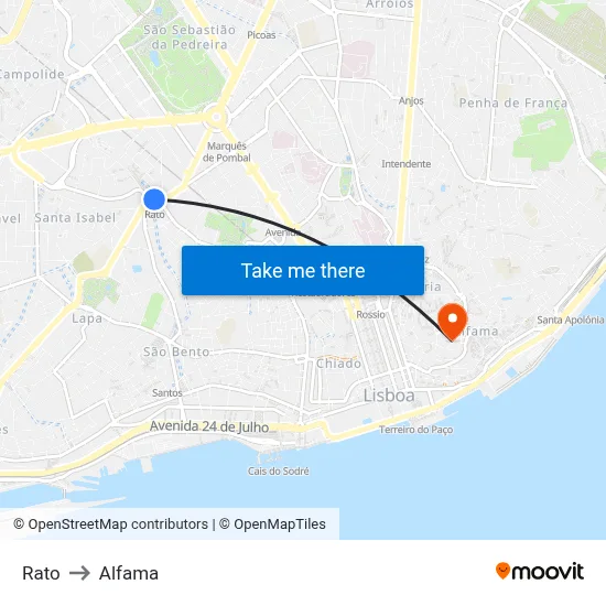 Rato to Alfama map