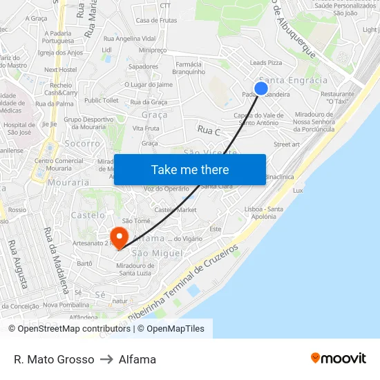 R. Mato Grosso to Alfama map