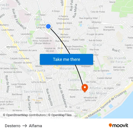 Desterro to Alfama map