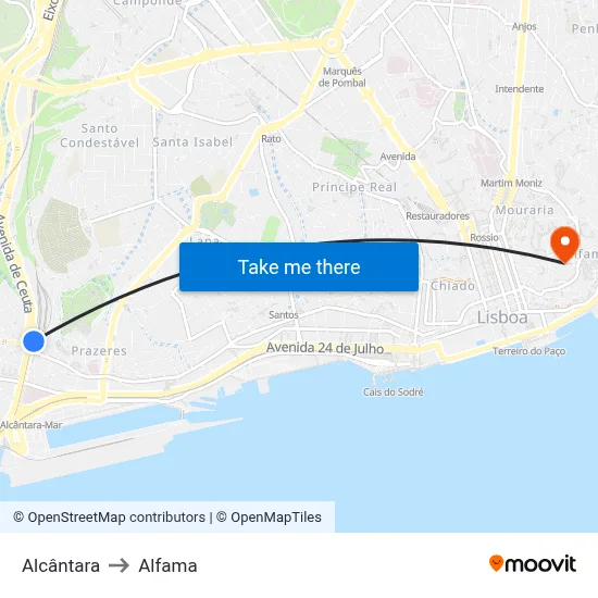 Alcântara to Alfama map