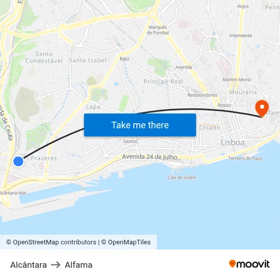 Alcântara to Alfama map
