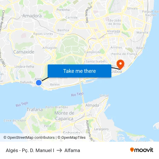 Algés - Pç. D. Manuel I to Alfama map