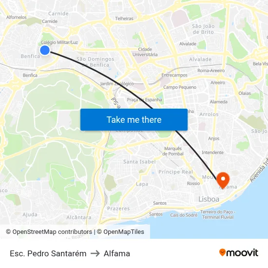 Esc. Pedro Santarém to Alfama map