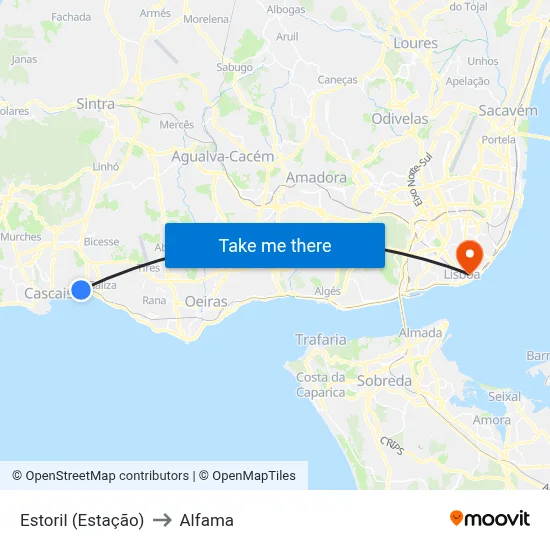 Estoril (Estação) to Alfama map