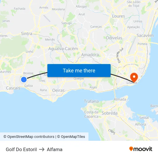 Golf Do Estoril to Alfama map