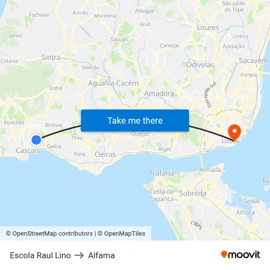 Escola Raul Lino to Alfama map