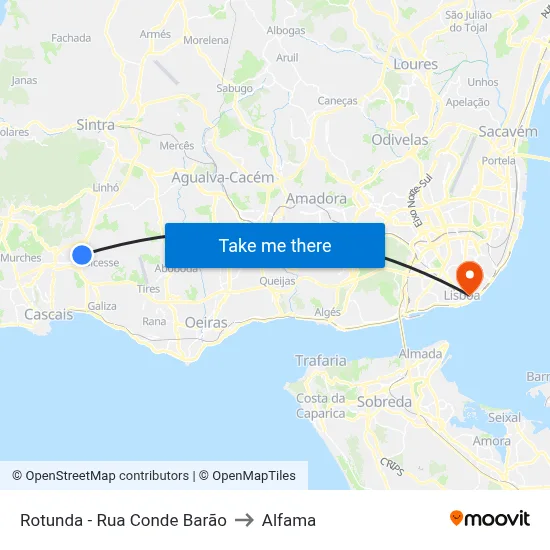 Rotunda - Rua Conde Barão to Alfama map