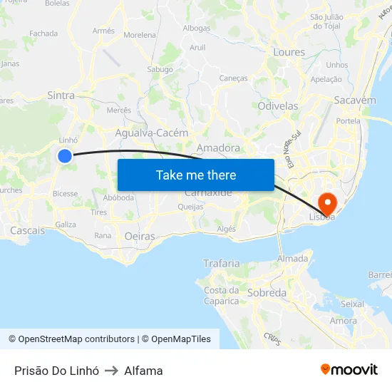 Prisão Do Linhó to Alfama map