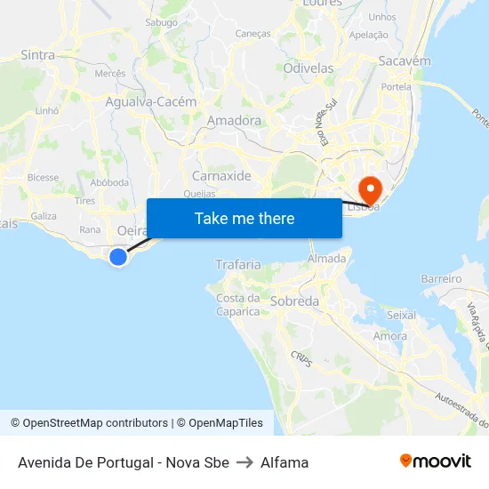 Avenida De Portugal - Nova Sbe to Alfama map