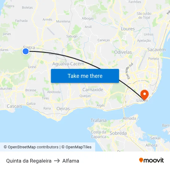 Quinta da Regaleira to Alfama map