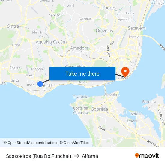 Sassoeiros (Rua Do Funchal) to Alfama map